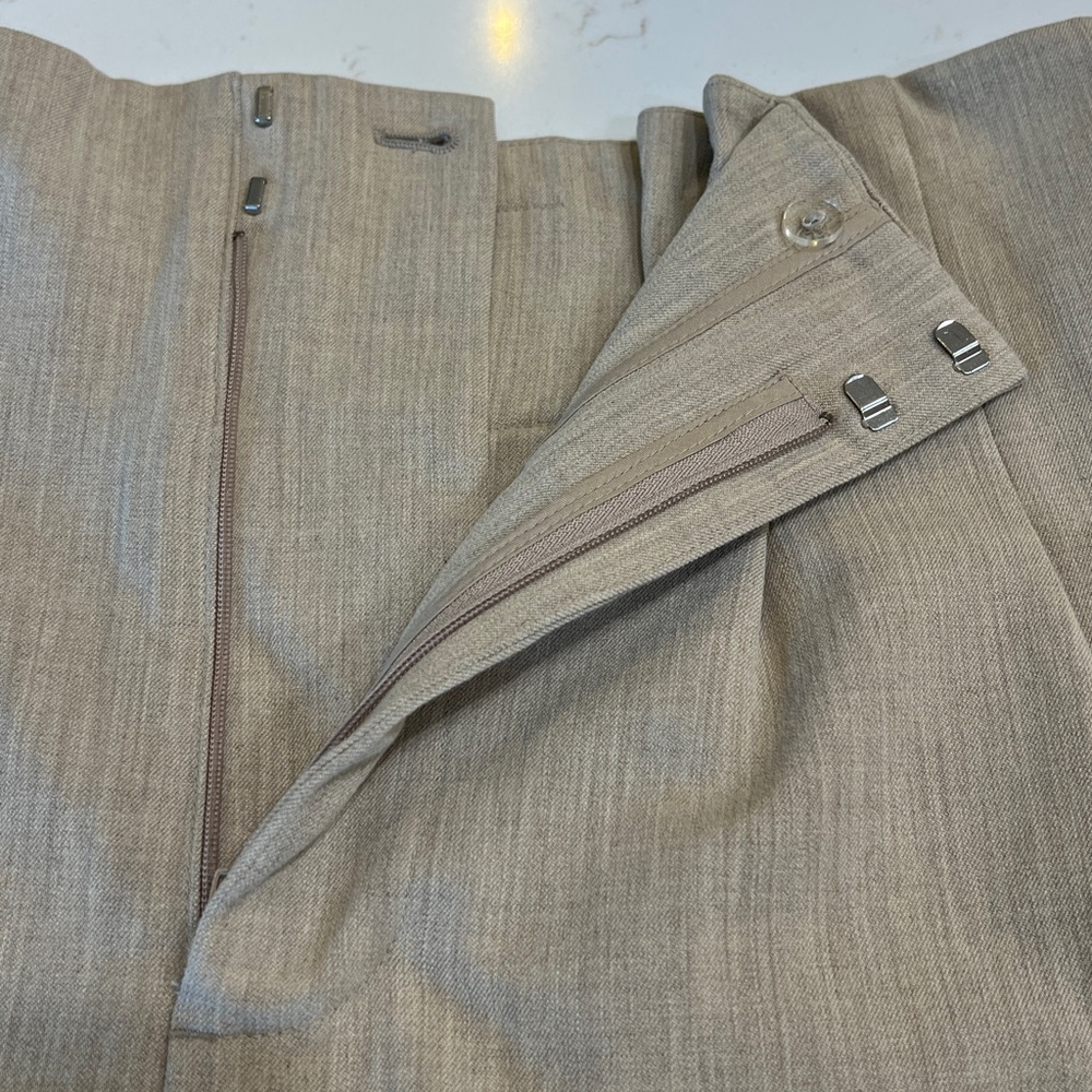 Nine West High Waist Wide Leg Pants Oatmeal Neutral Pleated Trousers - Picture 6 of 12